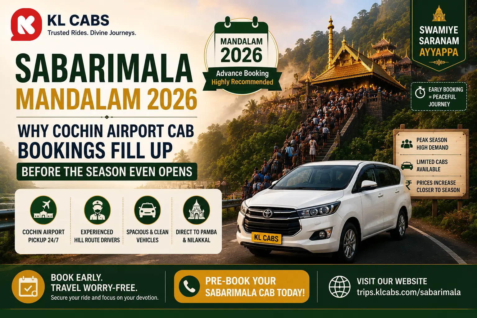 Sabarimala Mandalam 2026: Why Cochin Airport Cab Bookings Fill Up Before the Season Even Opens